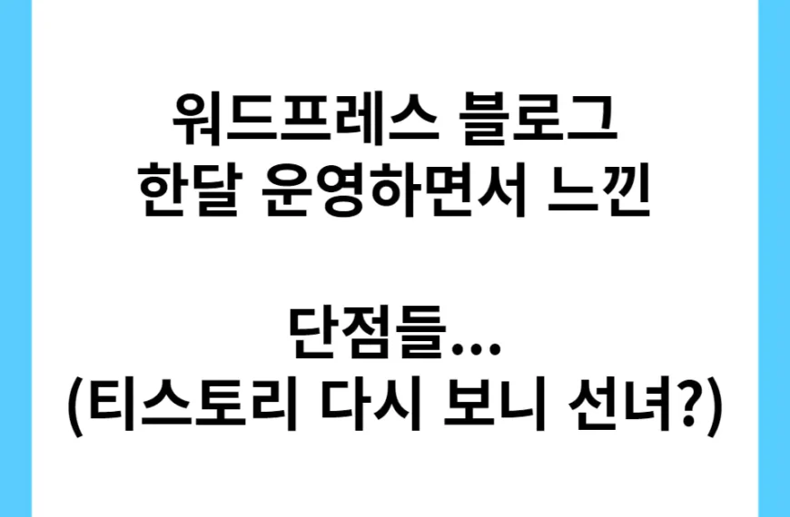 워드프레스 블로그 한달 운영하면서 느낀 단점들