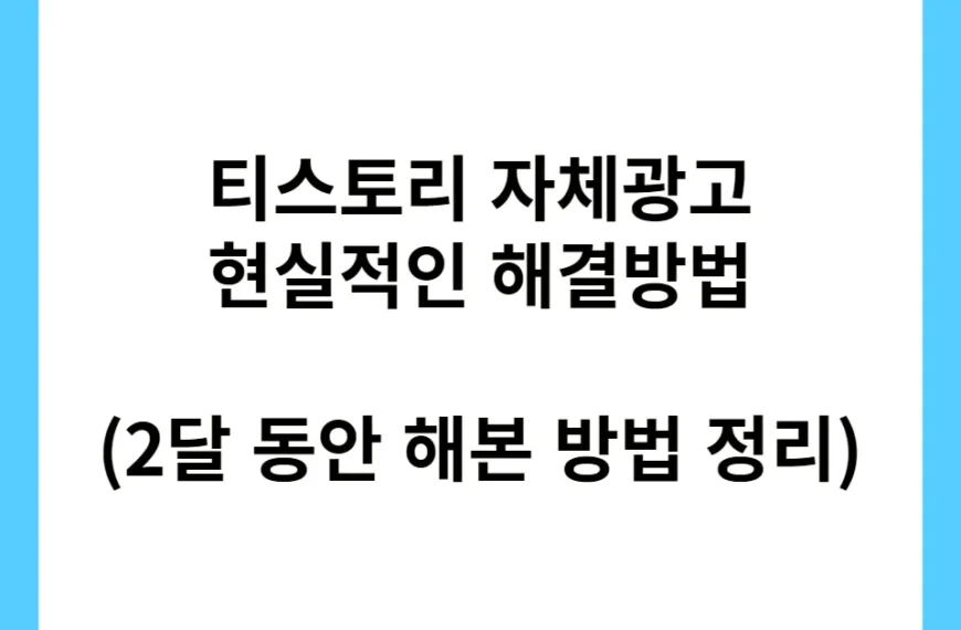 티스토리 자체광고 현실적인 해결방법 2달 동안 해왔던